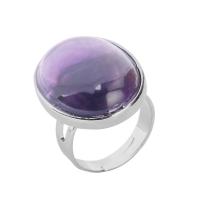 Gemstone Finger Ring, cobre, with misto de pedras semi-preciosas, cromado de cor platina, materiais diferentes para a escolha & para mulher, níquel, chumbo e cádmio livre, 20x27mm, vendido por PC