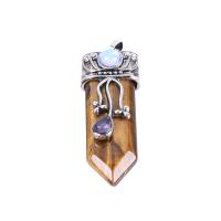 Edelsteen Hangers Sieraden, Zinc Alloy, met Edelsteen, platinum plated, verschillende materialen voor de keuze & uniseks, nikkel, lood en cadmium vrij, 60x12mm, Verkocht door PC