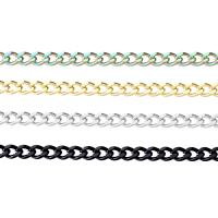 Roestvrij staal curb schakelketting, 304 roestvrij staal, DIY & kinketting, meer kleuren voor de keuze, 4.50mm, 10m/spool, Verkocht door spool