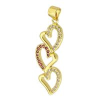 Cubic Zirconia Micro Pave Brass Pendant Heart gold color plated fashion jewelry & DIY & micro pave cubic zirconia & for woman two different colored Approx 3mm Sold By Lot