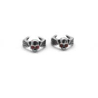 Rostfritt stål Droppörhänge, 316 rostfritt stål, Skull, Vintage & Unisex & med strass & svärta, 6.20x13.20x3.10mm, Säljs av Par