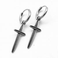 Huggie Hoop Drop Earring 316 Stainless Steel Cross vintage & Unisex & blacken Sold By Pair