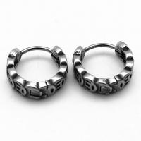 Huggie Anneau d'oreille, Acier inoxydable 316, Vintage & unisexe & noircir, 13.30x14x2mm, Vendu par paire