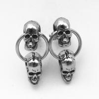 Rustfrit stål Drop ørering, 316 Stainless Steel, Skull, Vintage & Unisex & sværte, 5.50x23.50mm, Solgt af par