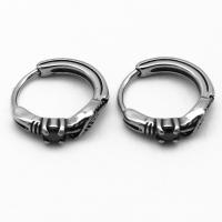 Huggie Hoop Øreringe, 316 Stainless Steel, Vintage & Unisex & med rhinestone & sværte, 14x16x3.50mm, Solgt af par