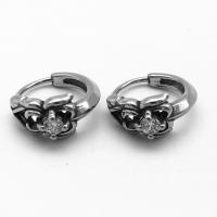 Stainless Steel Huggie Hoop Earring 316 Stainless Steel vintage & Unisex & with rhinestone & blacken Sold By Pair