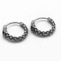 Stainless Steel Huggie Hoop Earring 316 Stainless Steel Donut vintage & Unisex & with rhinestone & blacken Sold By Pair