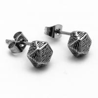 Stainless Steel Stud Øreringe, 316 Stainless Steel, Polygon, Vintage & Unisex & sværte, 8x8x5mm, Solgt af par