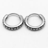 Huggie Orecchino ad anello, 316 acciaio inox, Ciambella, Vintage & unisex & Annerire, 14.50x15.30x2.70mm, Venduto da coppia