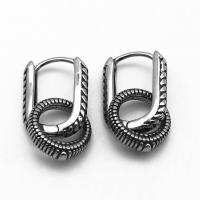 Huggie hoepel Drop Earrings, 316 Roestvrij staal, Donut, Vintage & uniseks & zwart maken, 11.70x25x3.10mm, Verkocht door pair