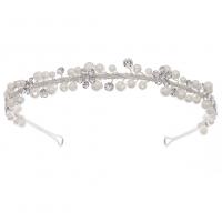 Diadema, lega in zinco, with perla in plastica, placcato color argento, per la donna & con strass, argento, assenza di nichel,piombo&cadmio, 130x18mm, Venduto da PC