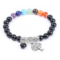 Gemstone Bracelets Black Agate with Gemstone & Zinc Alloy Unisex 8mm Sold Per Approx 7.72 Inch Strand