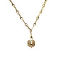 Collier en laiton, Placage de couleur d'or, styles différents pour le choix & pour femme, 40mm, Longueur Environ 19.2 pouce, Vendu par PC