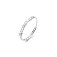 Cubic Zirconia Micro Pave 925 Sterling Silver Rings plated Adjustable & micro pave cubic zirconia & for woman Sold By PC