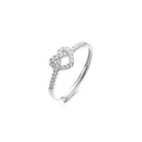 Cubic Zirconia micr3ofono pavimenta anillos de plata esterlina, Plata de ley 925, chapado, Ajustable & micro arcilla de zirconia cúbica & para mujer, más colores para la opción, Vendido por UD