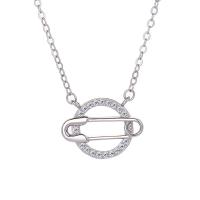 Circón cúbico micr3ofono pavimenta collar de plata esterlina, Plata de ley 925, chapado, micro arcilla de zirconia cúbica & para mujer, más colores para la opción, 16.20x12mm, longitud aproximado 17.7 Inch, Vendido por UD