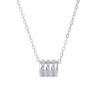 Kubieke Zircon Micro effenen Sterling zilveren ketting, 925 sterling zilver, plated, micro pave zirconia & voor vrouw, meer kleuren voor de keuze, 6.40x6.35mm, Lengte Ca 17.7 inch, Verkocht door PC