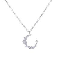 Kubieke Zircon Micro effenen Sterling zilveren ketting, 925 sterling zilver, plated, voor vrouw & met zirkonia, 14mm, Lengte Ca 17.7 inch, Verkocht door PC