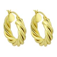 Laiton Anneau d'oreille, Placage de couleur d'or, pour femme, 25.50x28x6mm, Vendu par PC