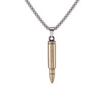 Sinc Alloy geansaí Necklace Slabhra, le since cóimhiotal pendant, Bullet, plátáilte, unisex, dathanna níos mó le haghaidh rogha, 8x43mm, Fad Thart 27.56 Inse, Díolta De réir PC