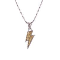 Collier en alliage de zinc Pull, avec Pendentif en alliage de zinc, Symbole de la foudre, pour homme & avec strass, 15x48mm, Longueur Environ 27.56 pouce, Vendu par PC