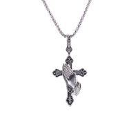 Sinc Alloy geansaí Necklace Slabhra, le since cóimhiotal pendant, Cross, plátáilte, do fear, 34x70mm, Fad Thart 27.56 Inse, Díolta De réir PC