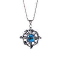 Collier en alliage de zinc Pull, Acier titane, avec Pendentif en alliage de zinc & Acrylique, pour homme & creux, plus de couleurs à choisir, 40x45mm, Longueur Environ 27.56 pouce, Vendu par PC