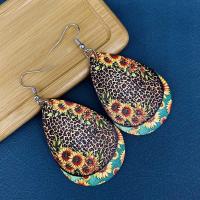 PU Leather Drop Earring brass earring hook Teardrop fashion jewelry & for woman Sold By Pair