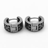 316 Roestvrij staal Huggie Hoop Earring, Vintage & uniseks & zwart maken, 14x14.50x6.80mm, Verkocht door pair