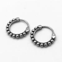 Acier inoxydable 316 Huggie Anneau d'oreille, beignet, Vintage & unisexe & noircir, 15.40x15.70x2mm, Vendu par paire