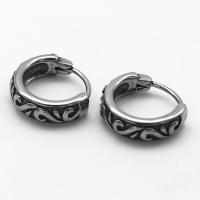 Huggie fonsa Earring, 316 Cruach dhosmálta, Donut, seanré & unisex & blacken, 14.40x15.70x4.40mm, Díolta De réir Péire