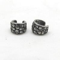 316 Stainless Steel Øreringe Cuff, Skull, Vintage & Unisex & sværte, 14x9.70x2.80mm, Solgt af par