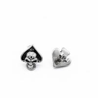 Stainless Steel Stud Øreringe, 316 Stainless Steel, Skull, Vintage & Unisex & sværte, 10.70x12.20x5.40mm, Solgt af par