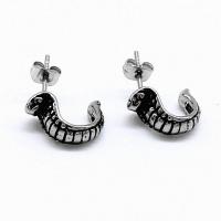 Stainless Steel Stud Øreringe, 316 Stainless Steel, Snake, Vintage & Unisex & sværte, 7.20x13.80x2.30mm, Solgt af par