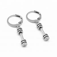 Huggie hoepel Drop Earrings, 316 Roestvrij staal, Barbell, Vintage & uniseks, oorspronkelijke kleur, 4x32mm, Verkocht door pair