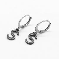 Huggie Hoop Drop ørering, 316 Stainless Steel, Bogstavet S, Vintage & Unisex & sværte, 8x25x2mm, Solgt af par