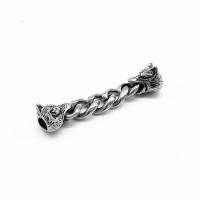 Cruach dhosmálta Leathar Corda Clasp, 316 Cruach dhosmálta, seanré & DIY, dath bunaidh, 9.60x46x9.30mm, Díolta De réir PC