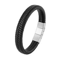 Lederen koord armband, Leer, met 316L roestvrij staal, mode sieraden & voor de mens, meer kleuren voor de keuze, 20mm, Lengte Ca 21 cm, Verkocht door PC