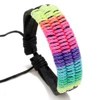 PU Leather Cord Bracelets with Wax Cord & Nylon Cord with 8-9cm extender chain knit three layers & Adjustable & fashion jewelry multi-colored 18mm Length 17-18 cm Sold By PC