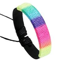 Pulseras de Cordón de PU, Cuero de PU, con Cordón de cera & cordón de nylon, con 8-9cm extender cadena, tejer, Ajustable & Joyería & unisexo, multicolor, 12mm, longitud 17-18 cm, Vendido por UD