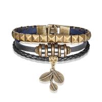 Lederen koord armband, Leer, met Zinc Alloy, gold plated, multilayer & uniseks & verschillende grootte voor keus, meer kleuren voor de keuze, Verkocht door PC