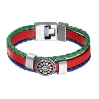 PU Cord Apyrankės, platinos spalva padengtas, daugiasluoksnės & tinklelio apyrankės & unisex, multi-colored, 210mm, Pardavė PC