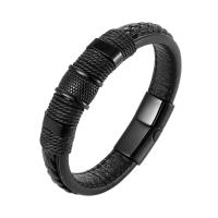 Cuero Pulsera, con acero inoxidable 316L, chapado, pulsera trenzada & diverso tamaño para la opción & para hombre, más colores para la opción, Vendido por UD