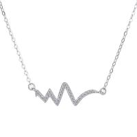 Zircon cubique Micro Pave collier en argent Sterling, Argent sterling 925, Plaqué de platine, bijoux de mode & pavé de micro zircon & pour femme, 26mm, Longueur Environ 17.7 pouce, Vendu par PC