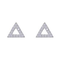 Argent sterling 925 boucle d oreille dormeuse, triangle, Placage, bijoux de mode & pavé de micro zircon & pour femme, plus de couleurs à choisir, 7.80mm, Vendu par paire