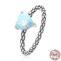 Sterling Silver Jewelry Finger Ring, 925 Sterling Silver, le Opal, ocsaídiúcháin, méid éagsúla do rogha & do bhean, Skyblue, Díolta De réir PC