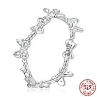 Cubic Zirconia micr3ofono pavimenta anillos de plata esterlina, plata de ley 925, Mariposa, chapado en color de platina, diverso tamaño para la opción & micro arcilla de zirconia cúbica & para mujer, Vendido por UD