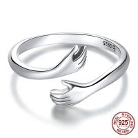 Sterling Silver Nakit Finger Ring, 925 Sterling Silver, Ruka, oksidacija, Podesiva & za žene, više boja za izbor, 2mm, Prodano By PC