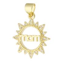 Messing hanger met micro-paved kubieke zirconia's, Zon, gold plated, mode sieraden & Mother Day Jewelry & DIY & micro pave zirconia & voor vrouw, gouden, 17x19.50x2mm, Gat:Ca 3mm, 10pC's/Lot, Verkocht door Lot