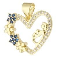 Cubic Zirconia Micro Pave Brass Pendant Heart gold color plated fashion jewelry & DIY & micro pave cubic zirconia & for woman two different colored Approx 3mm Sold By Lot